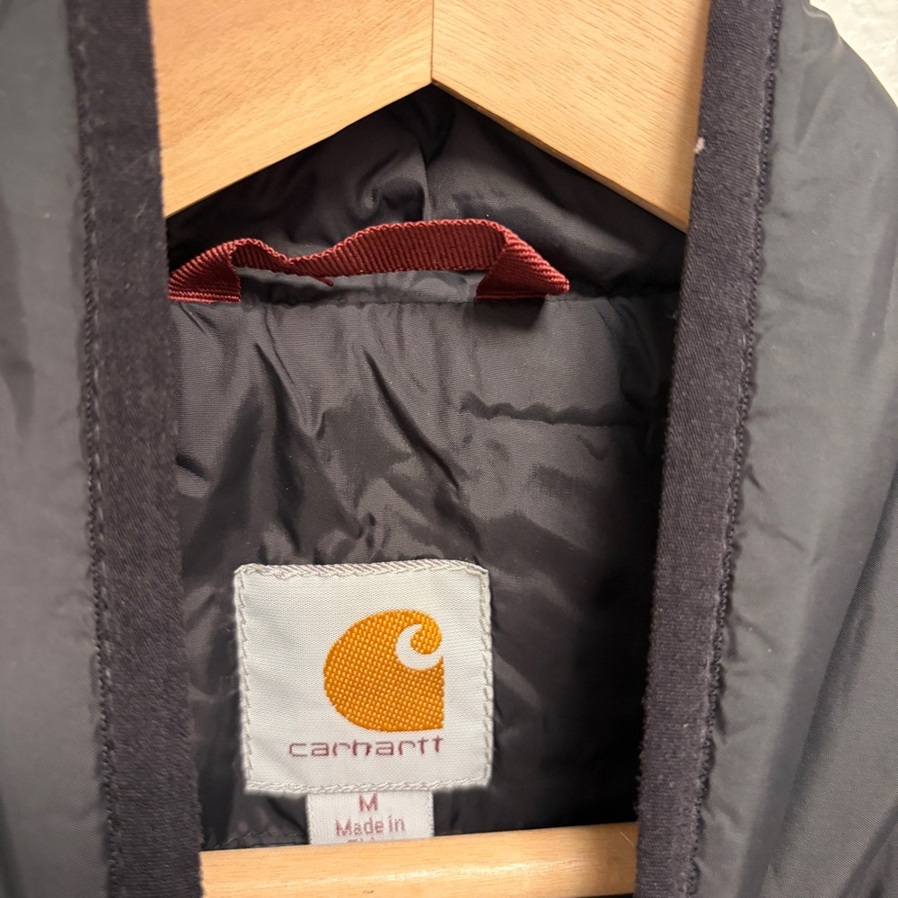 Carhartt Puffer Coat Jacket Mens Size Medium black embroidered hops & grain logo - Picture 6 of 12